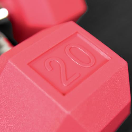 NEXO Pink Rubber Hex Dumbbells Commercial Grade Rubber Hex Dumb Bell Weight - style: 45 Pounds, Single