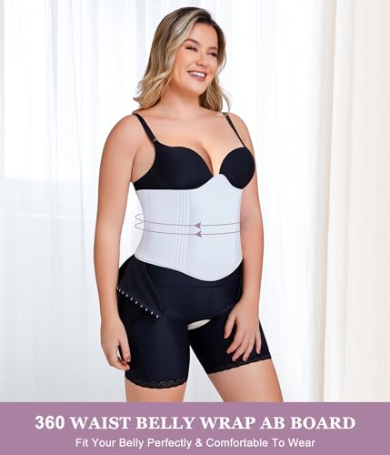 YERKOAD 360 Lipo Foam Ab Board Post Surgery Liposuction Abdominal Compression Boards Belly Wrap Lipo Recovery Waist Cincher - color: White
