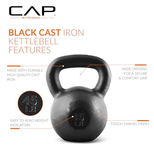 CAP Barbell Cast Iron Kettlebell - Singles and Sets, Multiple Weight Choices - size: 45 pounds