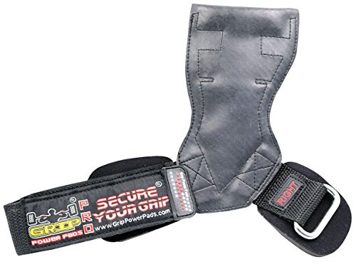 Lifting Grips PRO Weight Gloves Heavy Duty Barbell Gymnastics Straps Alternative to Power Hooks Deadlifts Adjustable Neoprene Padded Wrist Wrap - color: Black Rubber, size: Large 7.50"-8.50" Wrist Size