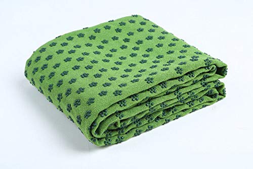 IBL-Yoga Towel, Hot Yoga Mat Towel - Sweat Absorbing Non-Slip for Hot Yoga, Pilates and Workout, 24x72 inches with Grip Dots (Green) - color: Green