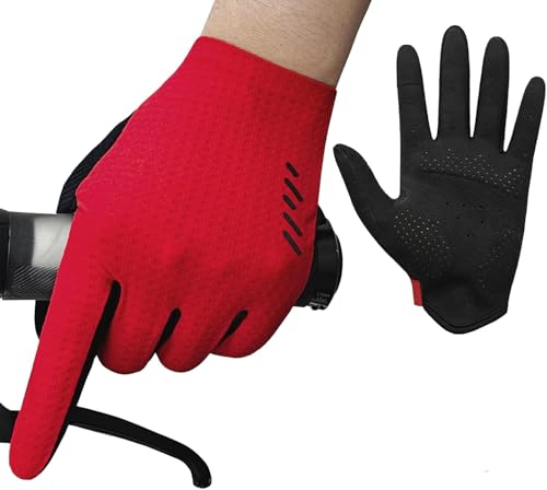 VXW Bike Gloves for Men Women Cycling - with Reflective Strips &Anti-Slip Shock-Absorbing Pad for Bicycle/Mountain Bike/Workout/MTB/Gym - color: Red, size: XX-Large