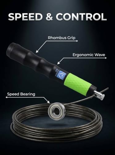 YUEDONG Speed Jump Rope for Fitness Training, Adjustable Steel Cable Skipping Rope, Non-Slip Grip Handles