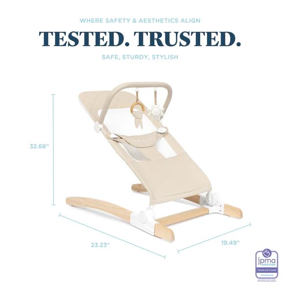 Baby Delight Heirloom Aspen Wooden Baby Bouncer | Infant Baby Chair | 0 – 6 Months | 100% GOTS Certified Cotton Fabrics | Organic Oat - color: Organic Oat, Aspen Wood