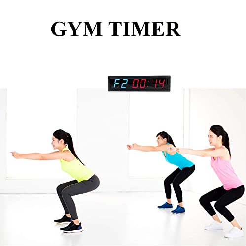 Workout Timer Wall Interval Clock Count Down/Up Stopwatch with Remote (2.3inch Blue and Red) - color: 2.3inch Blue and Red