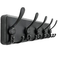 Dseap Coat Rack Wall Mounted - 5 Tri Hooks, Heavy Duty, Wooden Wall Coat Hanger Coat Hook for Clothes Hat Jacket Clothing, Black - color: Black, size: L=17.4"