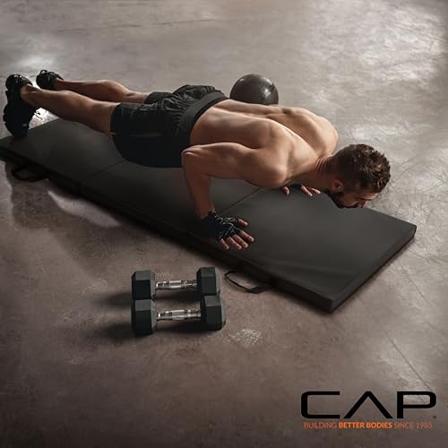 CAP Barbell All Purpose Folding Anti Tear Exercise Training Aerobic Fitness Gym & Gymnastics Balance Mat | Multiple colors - color: Black, style: 6' x 2' x 2.0" Thick
