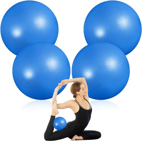 4 Pcs Small Exercise Pilates Ball Bulk 9 Inch Mini Yoga Balls Anti Burst and Slip for Stability, Fitness, Physical Therapy, Stretching & Core Workout at Home Gym Office Class - color: Solid Blue