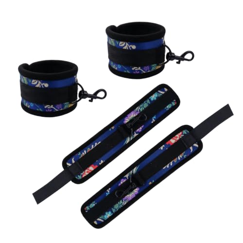 Spreader Bar Heavy Duty Stainless Steel Expandable Silver Bar Home Gym with 4pcs Furry Purple Adjustable Straps,Sports Aid Training Fitness Gear Pilates Aid Kit - style: Blue+Blue Kit