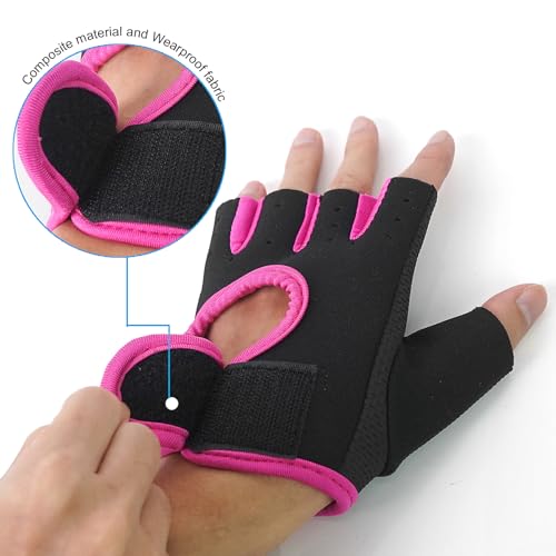 Luwint Kids Fingerless Workout Gloves - Anti-Slip Fitness Mitten for Children Cycling Yoga Weightlifting, 1 Pair - color: Red, size: Small