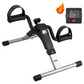 Folding Pedal Exerciser, Mini Under Desk Bike - Portable Foot Hand Cycle Peddler Machine Bicycle Exerciser for Arm Leg While Sitting - color: Silver
