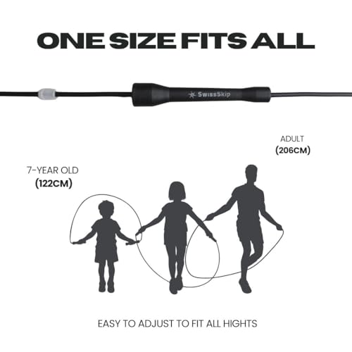 Swissskip Speed Jump Rope by Dayan Kolev, 5mm PVC Skipping Rope, Great for Beginners and Advanced Athlets, Designed for Fitness, Cardio, Boxing & CrossFit, Adjustable length with Unbreakable Handles - color: White