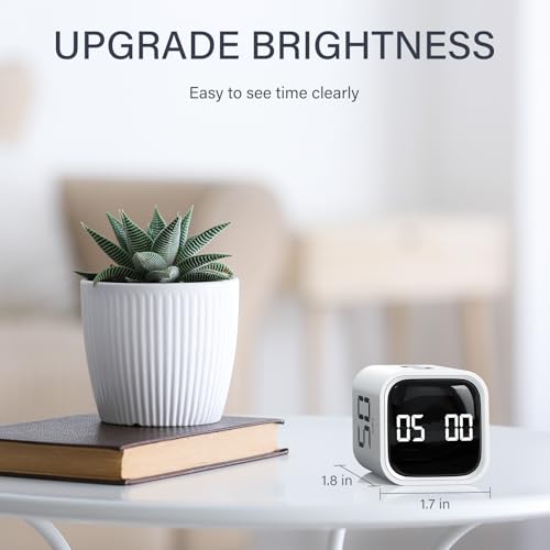 Rotating Pomodoro Timer 5, 25, 10 50 Minutes Preset, Desk Productivity Flip Timer, ADHD Tool Cube Countdown Stopwatch, Vibration/High/Low Volume/Custom Modes, for Work, Study, Back to School, White - color: White