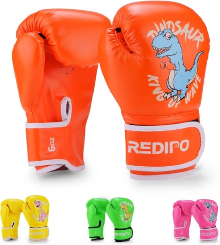 Kids Boxing Gloves for Boys and Girls, Youth Boxing Training Gloves for Kids 3-15, 4&6OZ Punching Bag Kickboxing Thai Mitts MMA Training Sparring Gloves - color: Orange, size: 4OZ