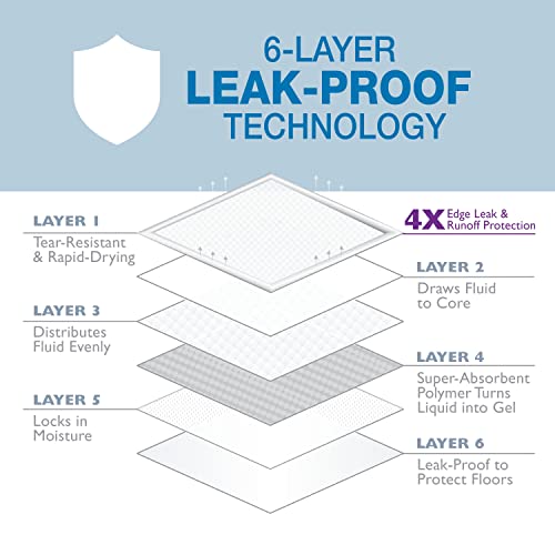 Four Paws Wee-Wee Super Absorbent Unscented Pee Pads for Dogs & Puppies with Insta-Rise Border, Leak-Proof Dog Housebreaking Potty Training Floor Protection, 22" x 23", 100 Count - size: 100 Count