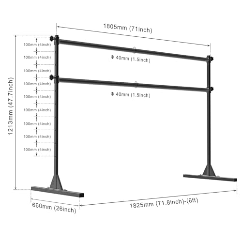 SELEWARE Height Adjustable Ballet Barre Freestanding Ballet Bar Heavy Duty Dance Bar Support Barre Movements Body Stretch Pull-ups, Sturdy Construction Never Fall Apart, Anti-Slip - color: 6 FT (Steel Crossbar, Black)