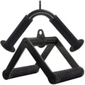 Double D Row Handle Cable Attachment for Weight Workout, Steel with Non-Slip Rubber Grip (Black) - color: Black V-Shaped Bar & Double D Handle