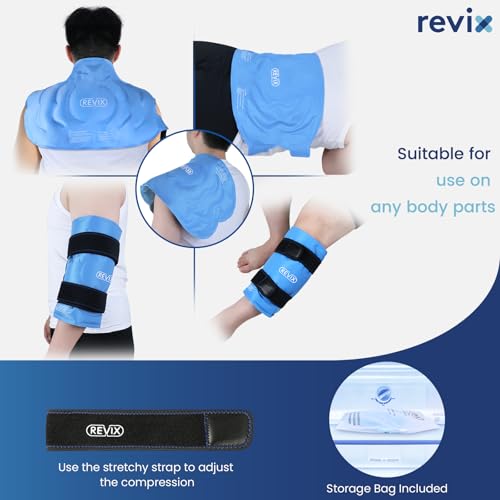 REVIX 20‘’ XXXL Knee Ice Pack Wrap Around Entire Knee, Extra Large Ice Pack for Knee Meniscus Tear and Arthritis, Cold Compress Therapy, Reusable Ice Wraps for Back, Shoulder, Post-Workout Recovery - style: Blue-1 Pack
