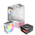 Raidmax i802 Vibe Series ATX Mid Tower Gaming Case Bundle – Tempered Glass Side Panel, Includes 700W 80+ Power Supply, AM1204 Digital Display Air Cooler, and 5 Pre-Installed FRGB Fans (Pink) - color: Pink