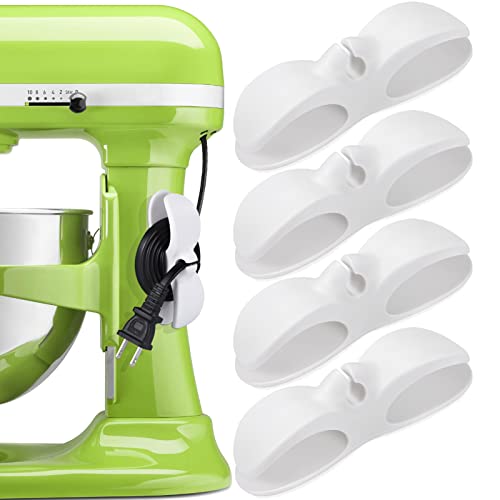 SisBroo Cord Organizer for Appliances, 4PCS Kitchen Appliance Cord Winder Cord Organizers, Cord Holder Cord Wrapper for Appliances Stick on Pressure Cooker, Mixer, Blender, Coffee Maker, Air Fryer - color: white*4