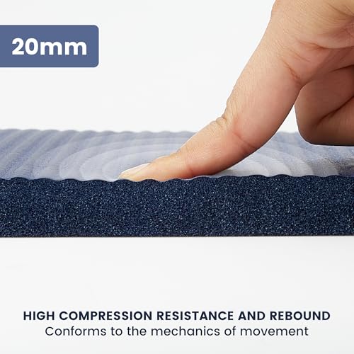 Yoga Knee Pad Cushion, 24 x 9.8 x 0.8 in Thick Mini Yoga Mat, Odor-Free NBR Workout Mat with Storage Strap, Small Exercise Mat for Yoga, Pilates, Kneeling, Planks & Home Gym - color: Navy Blue