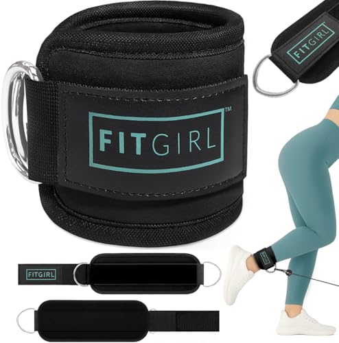 FITGIRL Ankle Strap for Cable Machine – Premium Padding and Comfort for Cable Exercise Machines, Cable Exercise Attachment for Home & Gym, Glute Workouts - Kickbacks, Leg Extensions, Hip Abductors - color: Black Mint - Pair