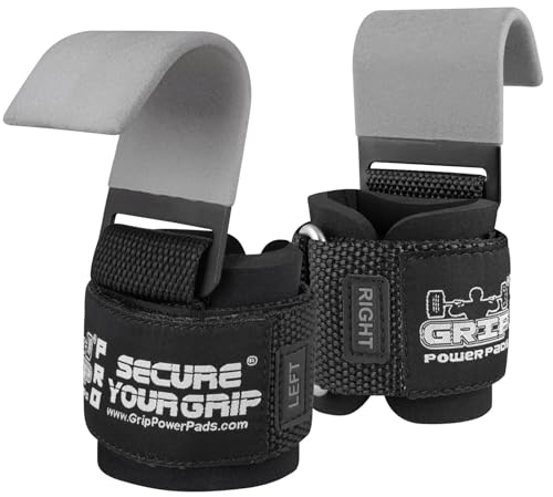 Weight Lifting Rod Hooks Heavy Duty Wrist Wraps Power Weight Lifting Training Gym Grips Straps Set of 2 - color: Gray, size: MEN-Wrist Size Large