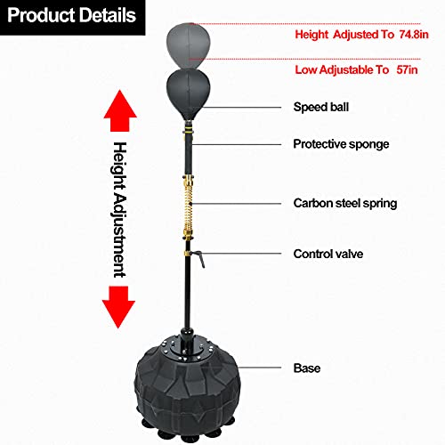 INNOLIFE Boxing Fast Respond Speed Bar Heavy Duty Punching Equipment Adjustable Height from 57"~74.8" Boxing Skills Training Free Standing