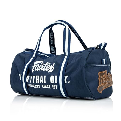 Fairtex BAG9 Retro Style Barrel Bag Thai Boxing Heavy Gym Bag Myay Thai MMA (Navy Blue) - color: Navy Blue