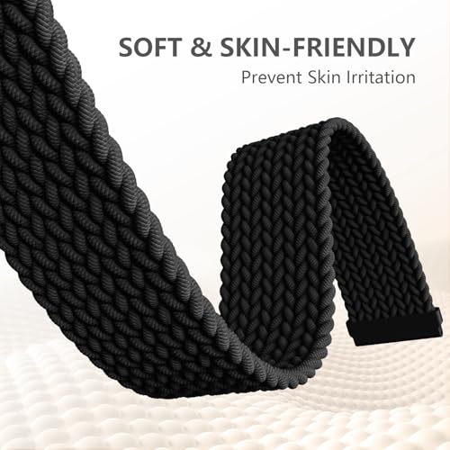 Maledan Compatible with Fitbit Versa 2 Bands Women Men, Braided Stretchy Bracelet Replacement Wrist Bands for Fitbit Versa 2/Versa/Lite/SE/Strap Accessories, Black - color: 1-Black