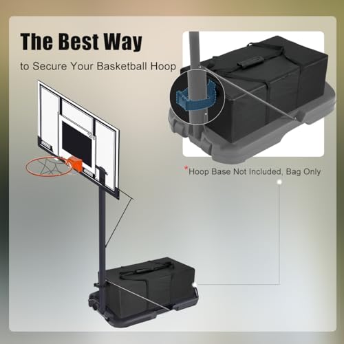 Weighted Base Anchor for Basketball Hoops- Portable Sandbag Holds 300+ Lbs | Heavy Duty 600D Waterproof Base Stabilizer for Basketball Goals - All-Weather Resistant, Black