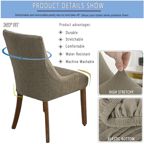 Wingback Chair Cover Waterproof,Stretch Jacquard Slipcover(Taupe,4PCS) | Instant room refresh with easy cleanup, dependable mess protection, and a neat tailored look for family spaces. - color: Taupe