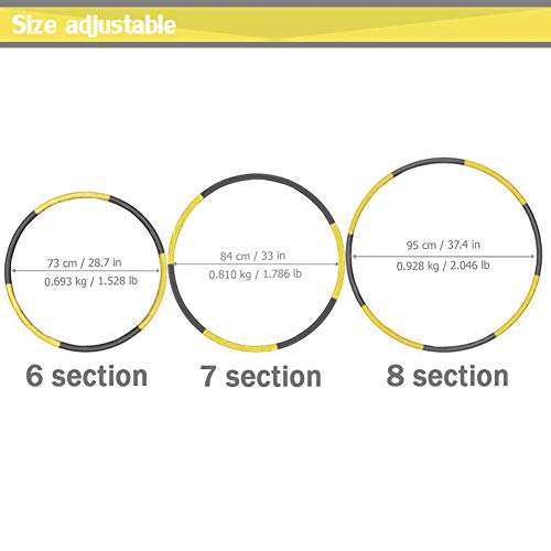 Auoxer Fitness Exercise Weighted hoops, Lose Weight Fast by Fun Way to Workout, Fat Burning Healthy Model Sports Life, Detachable and Size Adjustable Design - color: Yellow