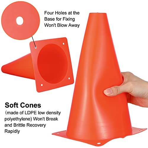 Hoteam 30 Pieces 9 Inch Traffic Cones Plastic Sport Agility Training Safety Cones Soccer Practice Equipment for Basketball Football Drills Exercise, Outdoor Activity and Events - color: Orange