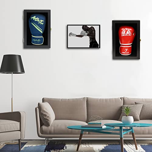 Boxing Glove Display Case for Boxing Glove Baseball Mitt Wall Mount Lockable Showcas Holder Full Size pro UV Protected Clear Acrylic Holder Stand Box for Signed Boxing Glove Protection