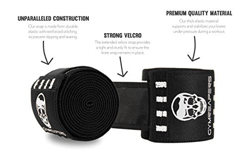 Gymreapers Knee Wraps for Squats and Powerlifting 72 Inch Compression Wraps with Strap for Men & Women Weightlifting Support - color: White