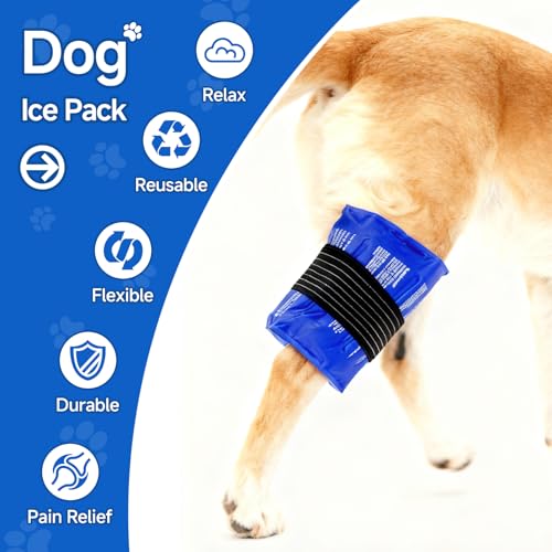 Dog Gel Ice Packs, Reusable Hot and Cold Ice Packs for Dog Injuries, Joint Pain, Muscle Soreness, Pain Relief, Post-Surgery Recovery, Adjustable Pet Gel Wrap for Dog's Knees, Back and Shoulders