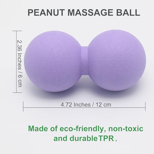Hard Peanut Massage Ball, Double Lacrosse Massage Ball. Deep Tissue Massager Mobility Roller for Physical Therapy Myofascial Release Trigger Point Muscle Relax Pain Relief Acupressure (Purple) - color: Purple