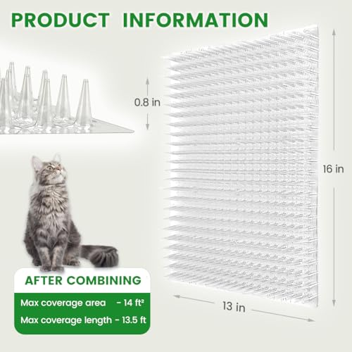 Ley's 10 Pack Scat Mat for Cats, 16x13 Inch Cat Deterrent Mat with Spikes, Indoor/Outdoor Pet Training Mat, Humane Repellent Animals, Keep Pets Off Furniture, Gardens & Lawns - size: 10 Pack