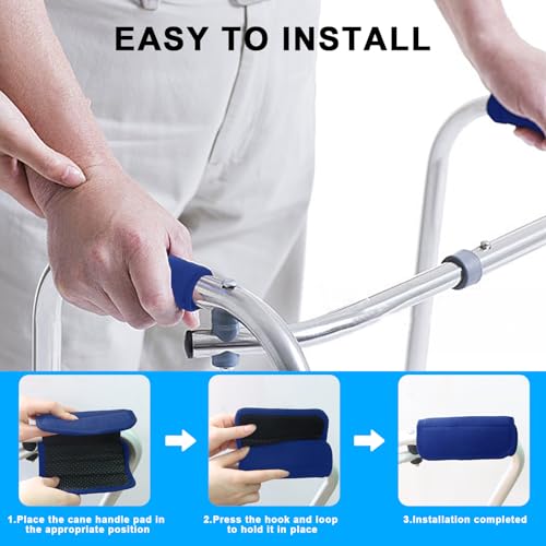 2 Pack Walker Handle Cushions Walker Grip Covers Pads Walker Padded Hand Grip Covers for Rolling Wheelchair Walker Elderly Grippers Rollator Handle - color: Dark blue