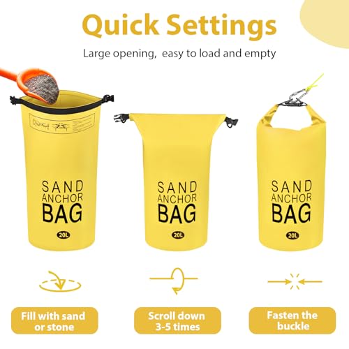 Phoncoo Sand Anchor Bag, 2 in 1 Jet Ski Anchor Kit for Float with Adjustable Buoy, Waterproof Dry Bag for Jetski, Kayak, Boat, Water Sports - color: Yellow-1pack
