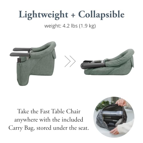 Inglesina Fast Table Chair, Pine Green Melange - Portable Baby High Chair - for Babies & Toddlers up to 37 lbs - Fits Tables 0.8'' to 3.5'' Thick - Compact & Easy to Use - Travel Bag Included - color: Pine Green Melange, style: Chair