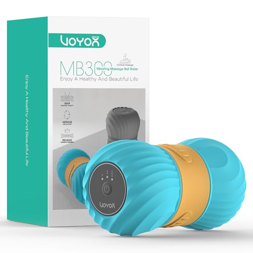 VOYOR-HEALTH Vibrating Peanut Massage Ball Roller, Electric Double Lacrosse Massage Ball with 4 Intensities for Muscle Pain Relief, Rechargeable Deep Tissue Massage, Yoga Sports Fitness MB300 (Blue) - color: Blue