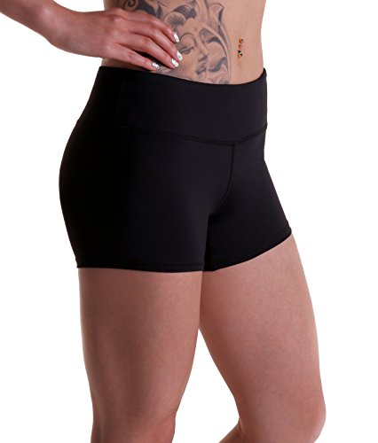 Tough Mode Women's 3" Athletic Workout Volleyball Running WOD Compression Shorts - color: Black, size: X-Small