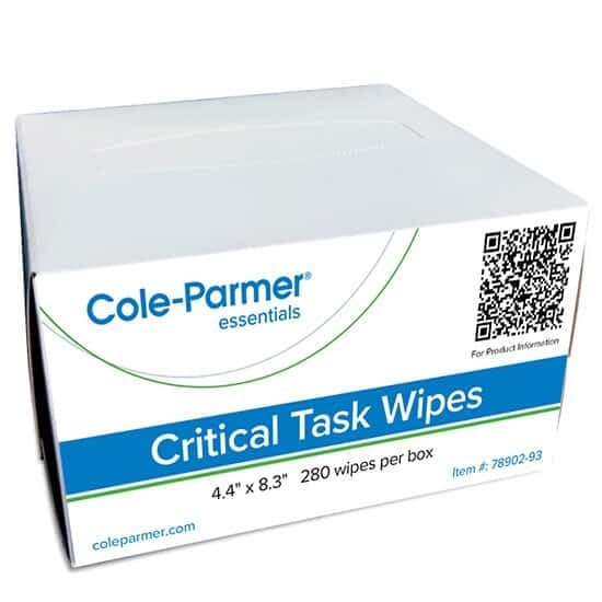 Cole-Parmer Critical Task Lab Wipes, 4.4 (in) x 8.3 (in) Single-Ply Cellulose: 60 Boxes/CS, 280 Wipes/Box - size: 1 Count (Pack of 16800)