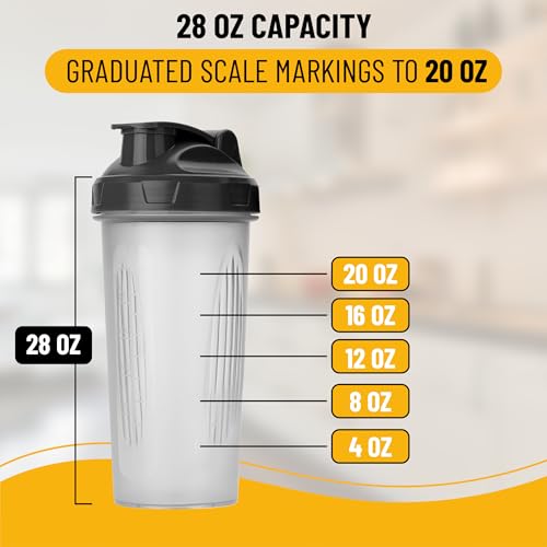 Mr. Pen- Shaker Bottles for Protein Mixes, 28 oz | Leak Proof Shaker Cups with Stainless Steel Wire Whisk Ball for Protein Shakes and Pre Workout, Fathers Day Gift - color: Clear 1