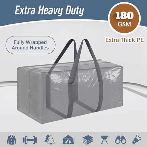6 Pack Extra Heavy Duty Large Moving Bags with Strong Zipper & Comfortable Handles, Sturdy & Durable Clothes Storage Bags Totes Bins, Packing Moving Boxes for College Supplies, Gray - color: Gray, size: 6 Pack