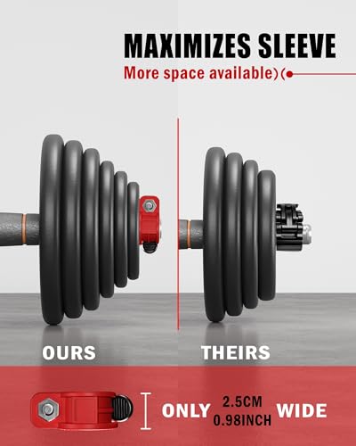 Mini Barbell Clips 1 inch I Multi-Size Adjustable Barbell Collar I 1 inch Barbell ClampsIQuick Release Weight Clips Pair of Locking for Dumbbell Bar - color: Red+black