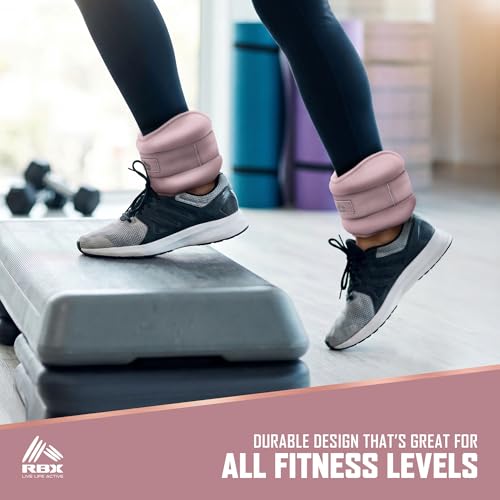 RBX Wrist & Ankle Weights Set, Adjustable Comfort Fit for Training & Toning - color: Pink, size: 4lb (2lb Each)