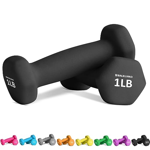 Balelinko Home Gym Equipment Workouts Strength Training Weight Loss Pilates Weights Yoga Sets Weights for Women, Men, Seniors and Youth - color: Black, style: 1 LB, Pair